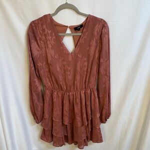 Aeom Boutique Metallic Dusty Rose Peplum Dress